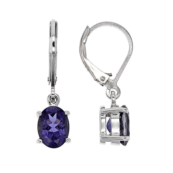 NWT iolite solitaire dangle sterling silver gemstone earrings - Picture 1 of 8